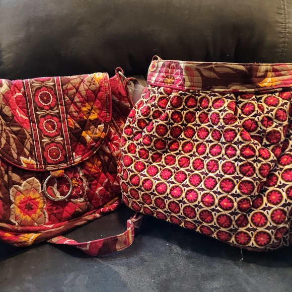 BUNDLE OF 2 VERA BRADLEY CARNABY TOTES GOOD CONDITION - 1 REVERSABLE - Picture 1 of 16